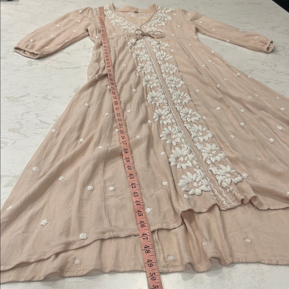 Free People Embroidered Fable Midi Dress Beige XS - Picture 11 of 16